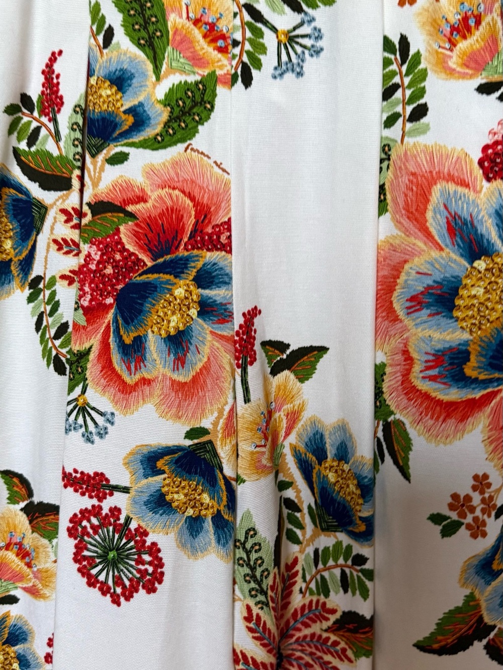 FARM Rio Strapless Floral Barrel-Leg Jumpsuit - White with Red, Orange & Blue - Picture 3 of 9